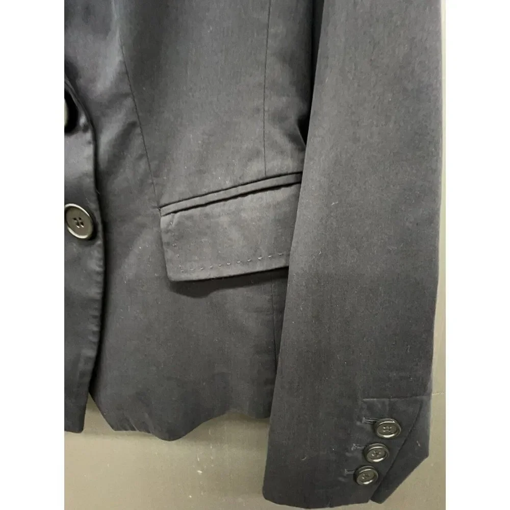 Ann Taylor Petite Blazer 6P‎ Blue Dbl Breasted Crop Lined Stretch Jacket Career